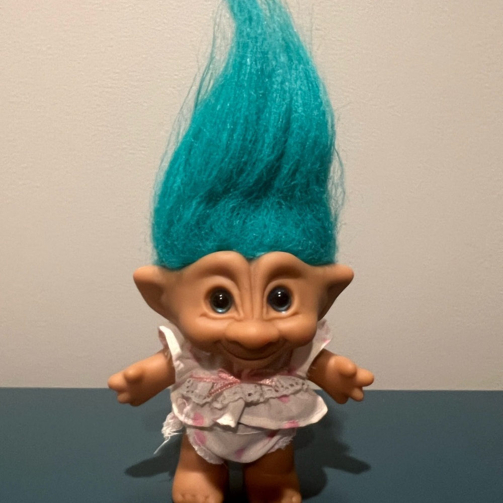 Russ Troll Doll with Teal Hair and White Outfit